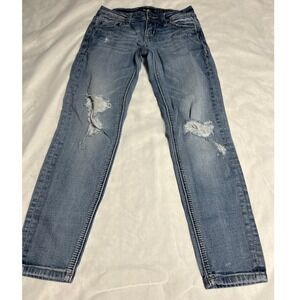 Miss Me Jeans Signature Ankle Lenth Skinny Distressed Blue Wash Size 24